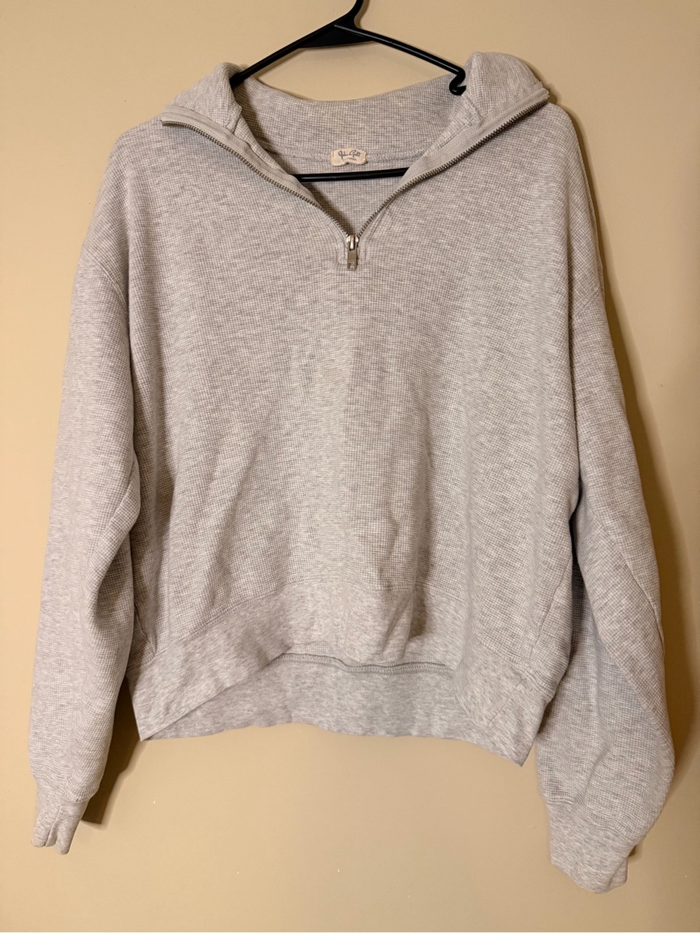Brandy Melville Light Gray Half-Zip Turtleneck Pullover